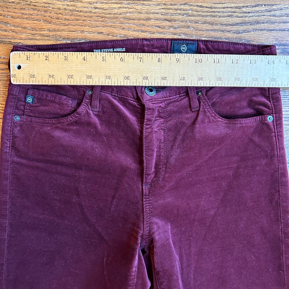 AG Adriano Goldschmied The Stevie Ankle Burgundy Wine Slim Straight 27R - Picture 3 of 10